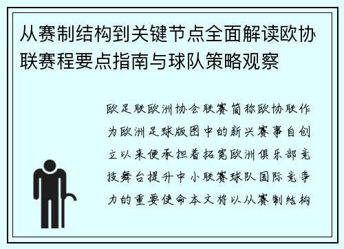 从赛制结构到关键节点全面解读欧协联赛程要点指南与球队策略观察